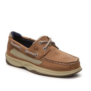 NWT Boys Sperry Lanyard Dark Tan/Navy Boat Shoe size 1.5
